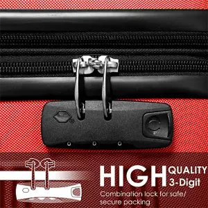 ABS Hard shell Travel Trolley Suitcase 4 wheel Luggage Set Hand Luggage, 24 inch, Red