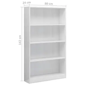 Attwood Bookcase High Gloss White / 142cm H x 80cm W x 24cm D