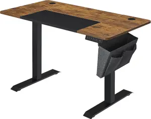 SONGMICS Height Adjustable Desk, Electric Standing Desk, Customize Your Height, Modular Tabletop, Rustic Brown and Black