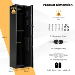 Costway Long Rifle Gun Safe Box 5-Gun Metal Rifle Security Cabinet w/ Ammo Lockbox