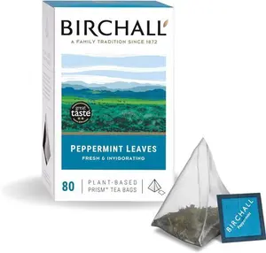 Birchall Tea Bags, Peppermint Tea Gift Set, Caffeine Free Tea Bursting With Full Flavour, Perfect Vegan Gifts, 80 Plant-Based Prism Tea Bags