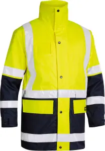 BISLEY WORKWEAR TAPED HI VIS 5-IN-1 RAIN JACKET