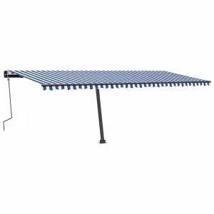 Berkfield Manual Retractable Awning with LED 600x350 cm Blue and White