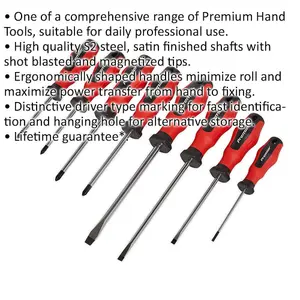 Premium 8 Piece S2 Steel Screwdriver Set with Soft Grip Handles - Slotted, Phillips, and POZI