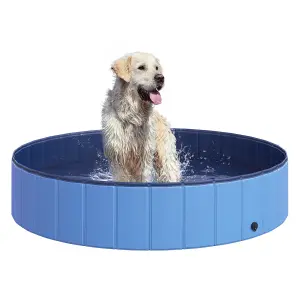 Pawhut Pet Cat Dog Swimming Pool Indoor Outdoor Bathing Foldable Inflate 140cm