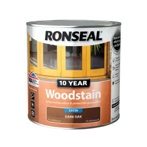 Ronseal 10 Year Dark oak Satin Quick dry Doors & window frames Wood stain, 2.5L