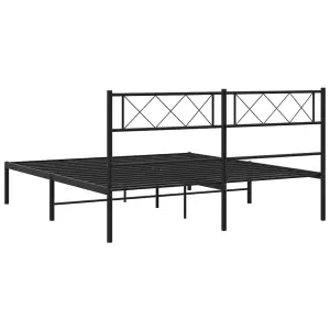 Berkfield Metal Bed Frame with Headboard Black 5FT King Size