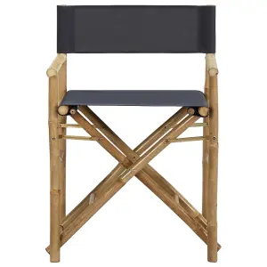 Berkfield Folding Director's Chairs 2 pcs Dark Grey Bamboo and Fabric