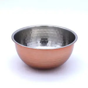 Buckingham Mixing Serving Bowl Pudding Basin with Copper Coating Hammered Finish 18 cm , Stainless Steel