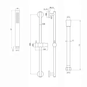 ENKI Dune Chrome Contemporary Brass Thermostatic Shower Slider Rail Kit