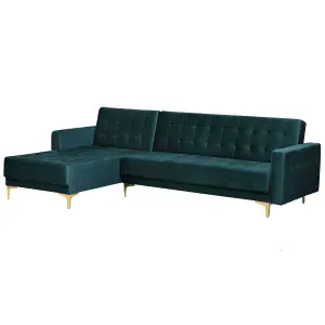 Corner Sofa ABERDEEN Teal Velvet Right Hand