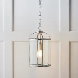 Anson Lighting Powell Pendant light finished in Satin nickel plate and clear glass