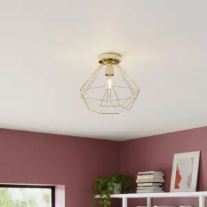 GoodHome Hexagon Gloss Metal Brass effect Ceiling light