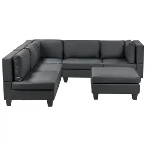 Corner Sofa with Ottoman UNSTAD Black Right Hand