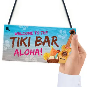 Red Ocean Novelty Tiki Bar Welcome Sign For Home Bar Garden Signs And Plaques Home Decor Gifts