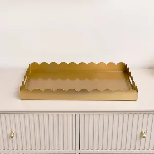 Melody Maison Large Gold Rectangle Scalloped Tray