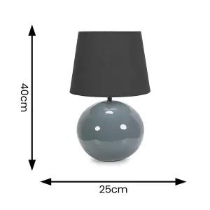 ValueLights Bosco Eucalyptus Ceramic Table Lamp with Black Tapered Shade - LED Bulb Included