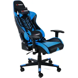 GTForce Pro ST Reclining Sports Racing Gaming Office Desk Pc Car Faux Leather Chair (Blue)