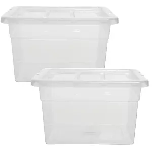 3 x Clear Plastic Stackable Transparent Storage Boxes 96 Litre Complete With Lidd