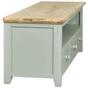 Florence Sage Green TV Stand with 3 Drawers and Shelf