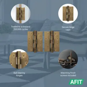 AFIT Florentine Bronze Door Hinges - 4 Inch / 102mm  Internal Fire Door Hinges - 1 Pair