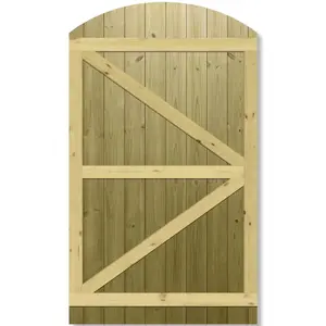 Premier Garden Supplies Pedestrian Gate 180cm (6ft) High x 105cm Wide Tongue & Groove Arch Top Fully Framed Single Swing Gate