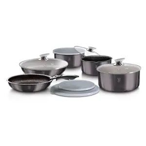 URBNLIVING Height 8.4cm Berlinger Haus 12Pc Carbon Pro Space Saving Cookware Set Pots Pans Induction Lids Handle