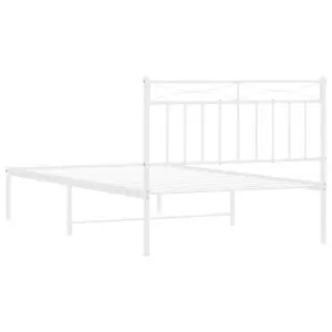 Berkfield Metal Bed Frame with Headboard White 107x203 cm