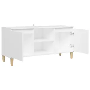 Berkfield TV Cabinet with Solid Wood Legs White 103.5x35x50 cm