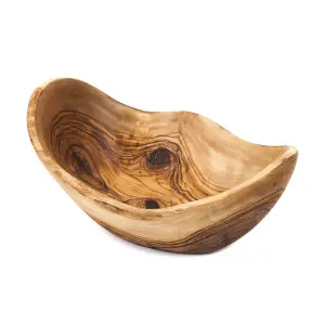 Olive Wood Natural Grained Rustic Kitchen Dining Handmade Oval Bowl Small (L) 23cm