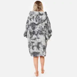 Dreamscene Tie Dye Zip-Up Oversized Hooded Blanket Sweater, Charcoal - Adults