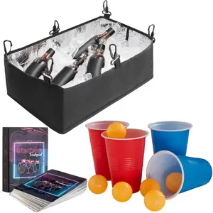 Drink Pong Table - ice box, LED lighting, cup holders, 100 cups, 6 balls