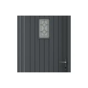 Fortia Curral Frosted Glazed Anthracite LH External Front Door set, (H)2085mm (W)920mm