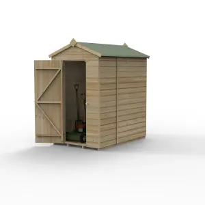 Forest Garden Beckwood 6x4 ft Apex Natural timber Wooden Shed with floor