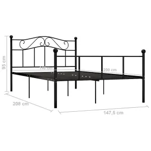 Berkfield Bed Frame Black Metal 140x200 cm