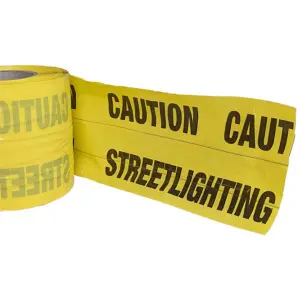 Pegdev - PDL - Detectable Underground Tape (Street Lighting) 150mm Yellow Traceable 130 Micron EN 12613 Tape (14M)