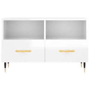 Berkfield TV Cabinet High Gloss White 80x36x50 cm Engineered Wood