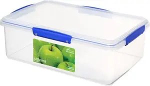 Sistema KLIP IT Food Storage Container | 7 L | Stackable & Airtight Fridge/Freezer Food Box With Lid | BPA-Free Plastic | Blue Clips | 1 Count