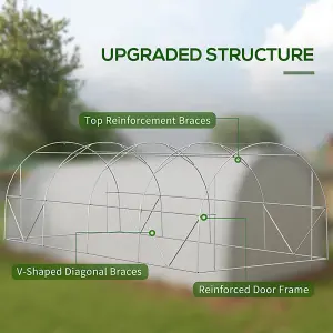 Outsunny Walk-in Tunnel Greenhouse, Upgraded Structure, Mesh Door & Windows