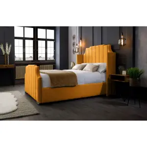 Nelly Plush Velvet Mustard Bed Frame