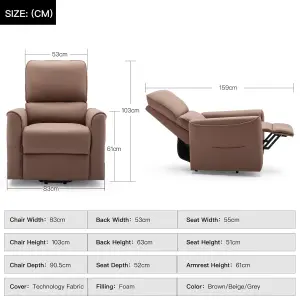 Clifton Electric Fabric Single Motor Rise Recliner Lift Mobility Tilt Chair (Brown)