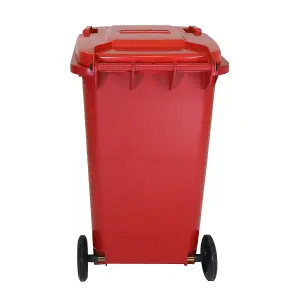 Charles Bentley 240 Litre Red Wheelie Bin - Weatherproof and durable