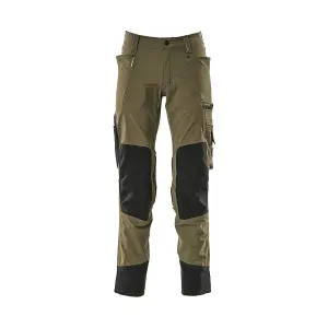 Mascot Advanced Stretch Trousers with Kneepad Pockets - Moss Green   (28) (Leg Length - Short)