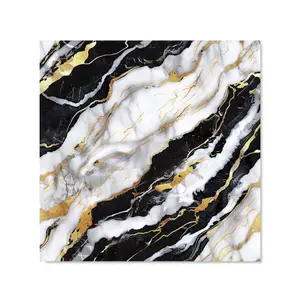 White And Gold Marble Effect Premium Glass Kitchen Splashback W900mm x H650mm