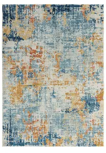 Blue Orange Modern Abstract 9mm Thick Stain-Resistant Rug For Bedroom, & Dining Room, Easy to Clean Rug-200cm X 290cm