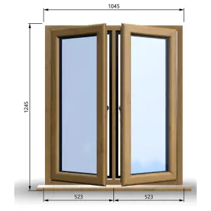 1045mm (W) x 1245mm (H) Wooden Stormproof Window - 2 Opening Windows (Left & Right) - Toughened Safety Glass