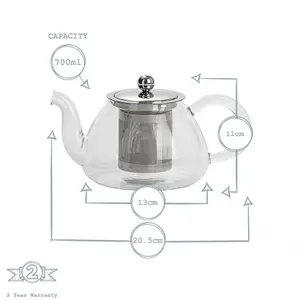 Argon Tableware - Glass Infuser Teapot - 700ml - Clear