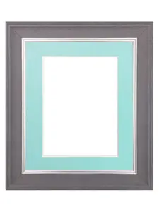 Scandi Slate Grey Frame with Blue Mount for Image Size 12 x 10 Inch