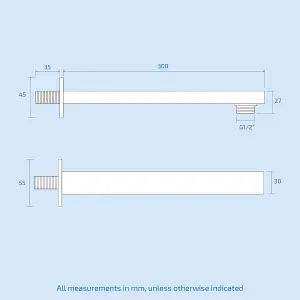 Bathroom 2 Dial 2 Way Square Concealed Thermostatic Valve - Shower Slim Head & Handset