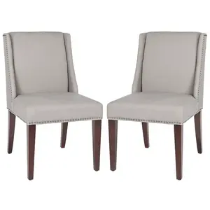 Philllip Solid Birch Upholstered Dining Chair (Set of 2) Taupe